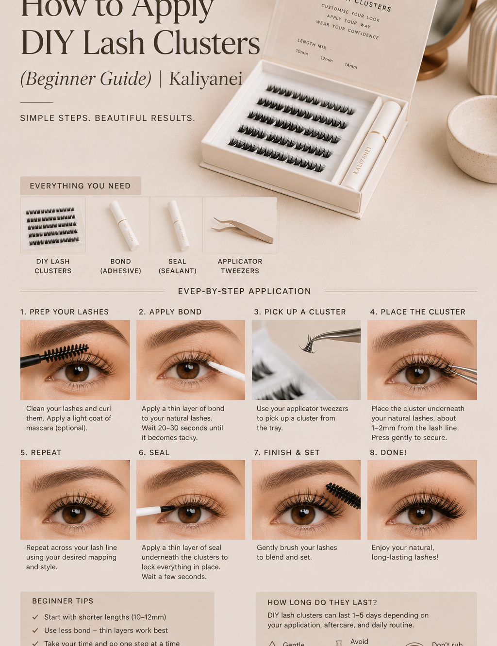 How to Apply DIY Lash Clusters (Beginner Guide) | Kaliyanei lashes