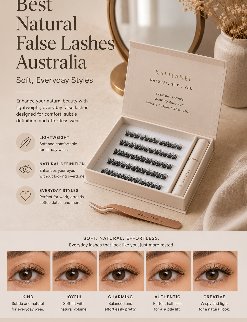 Best Natural False Lashes Australia (Soft, Everyday Styles) | Kaliyanei lashes