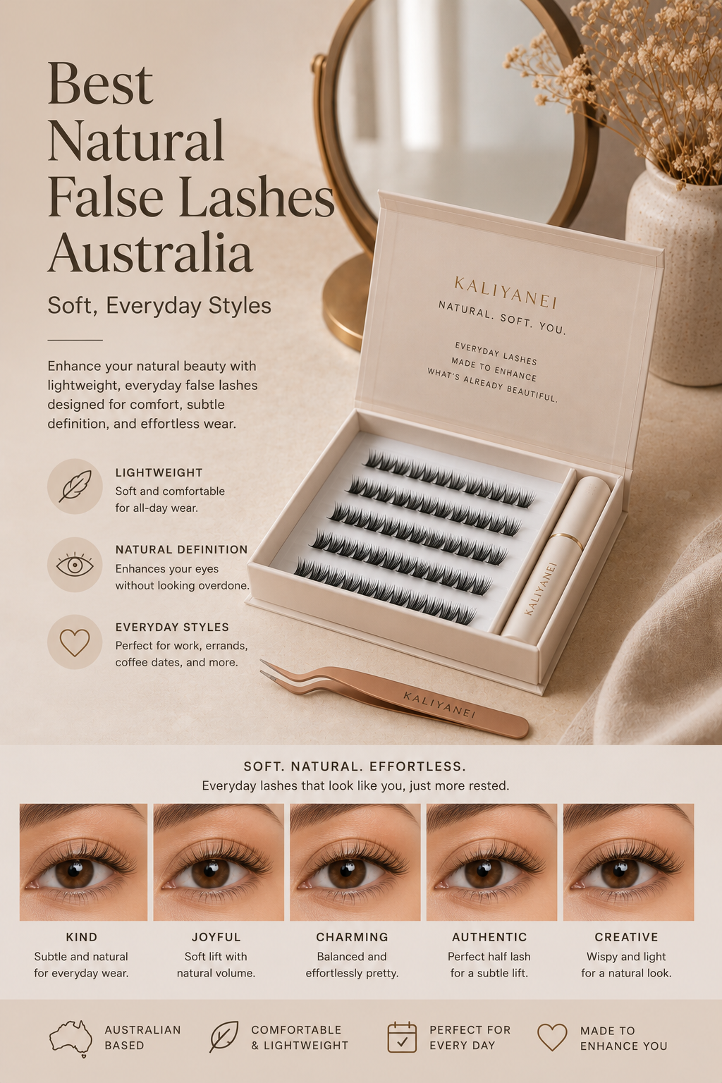 Best Natural False Lashes Australia (Soft, Everyday Styles) | Kaliyanei lashes