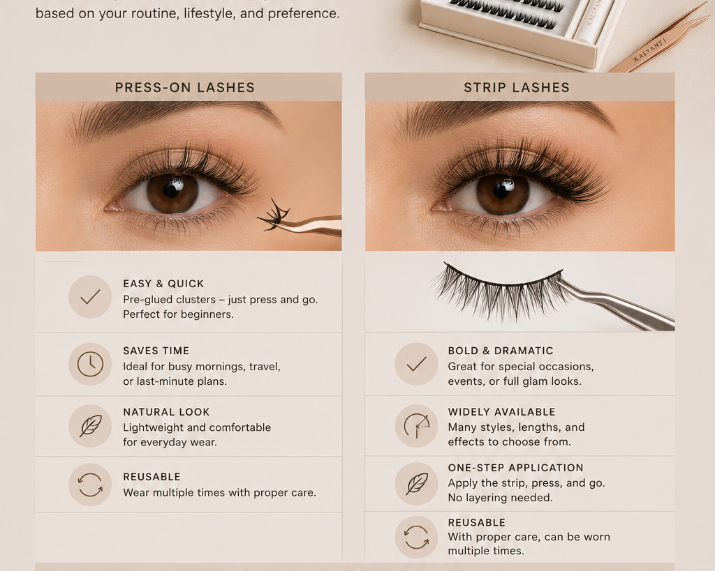 Press-On vs Strip Lashes: Which Is Better for You? | Kaliyanei lashes