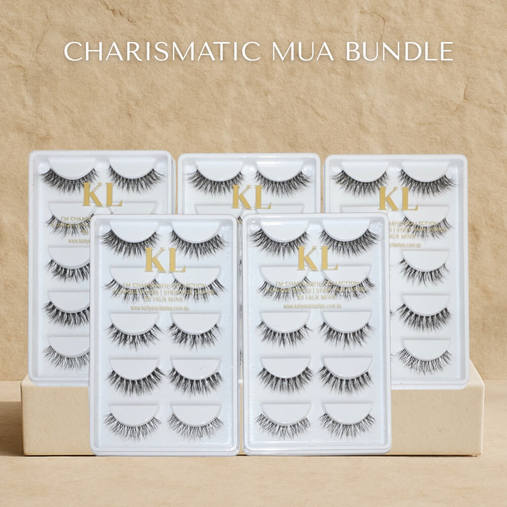 Charismatic MUA Lash Bundle – 25 Mixed Lash Styles by Kaliyanei Lashes on Beige Background