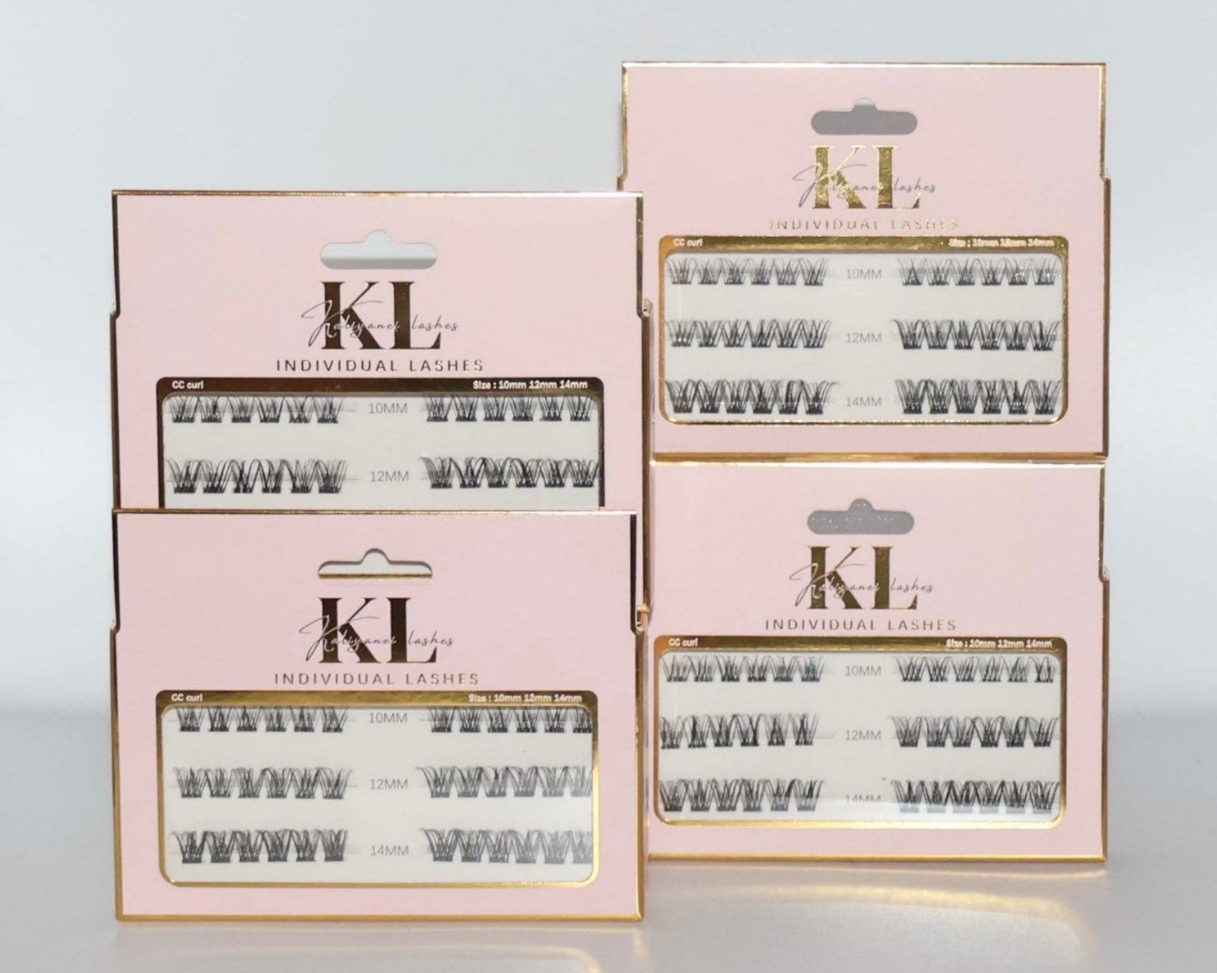 Kaliyanei Artist Individual Lash Bundle featuring four packs of individual lash clusters with 120 lash clusters total for customised makeup artist lash styling.