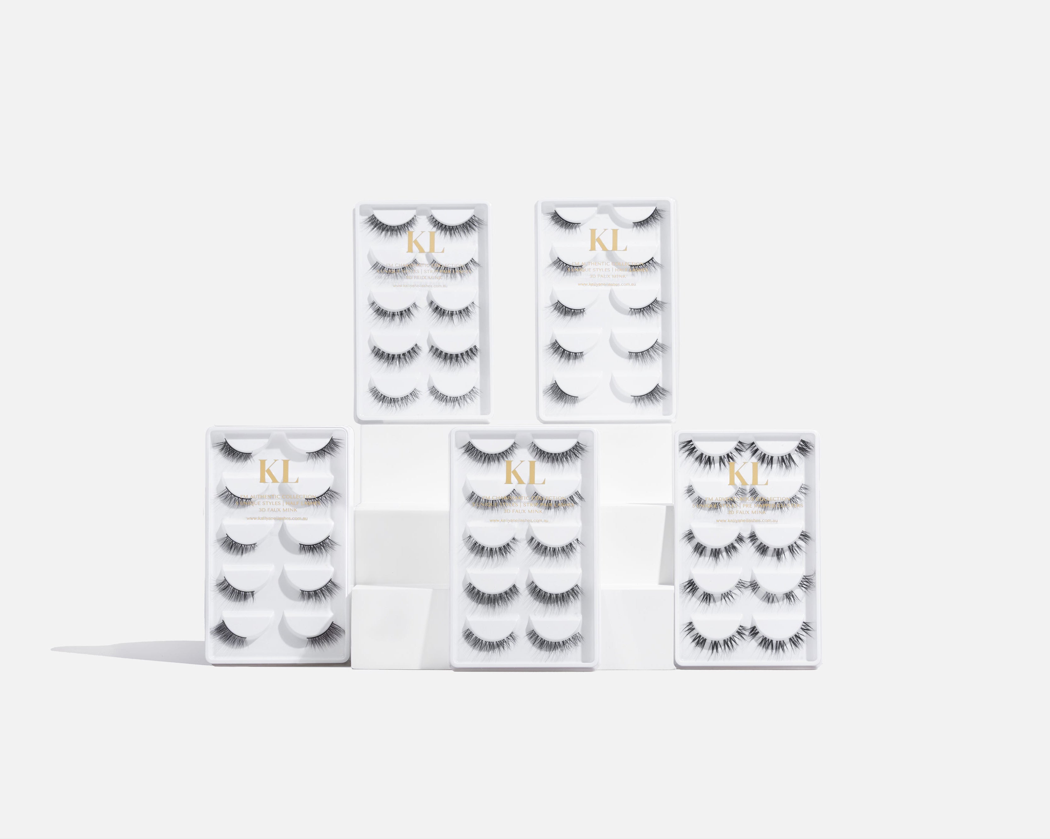 Kaliyanei Signature Lash System featuring multiple premium strip lash styles displayed on a clean white background