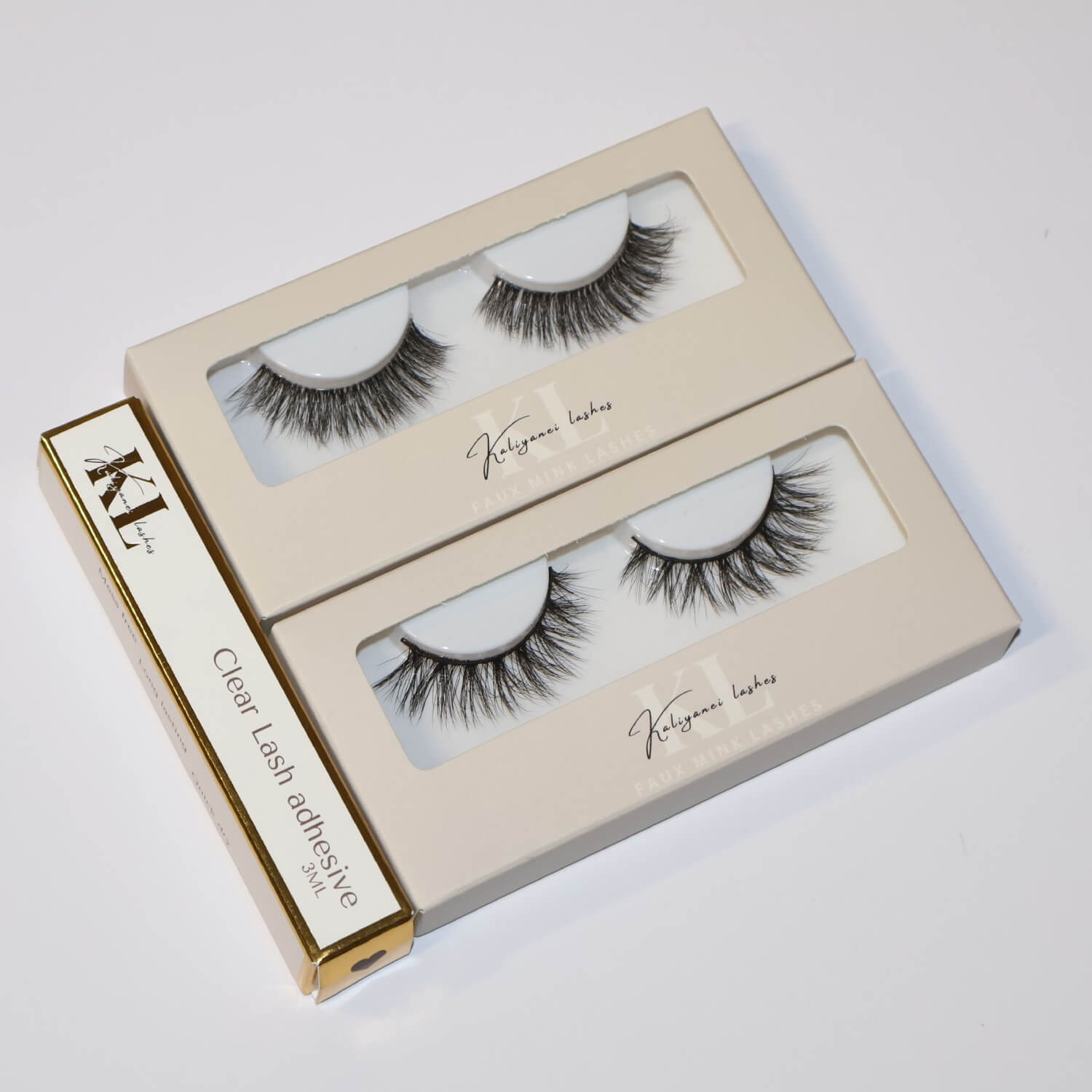 Kaliyanei Lashes Strip Lash Duo Bundle with two single-pair strip lashes and clear lash adhesive